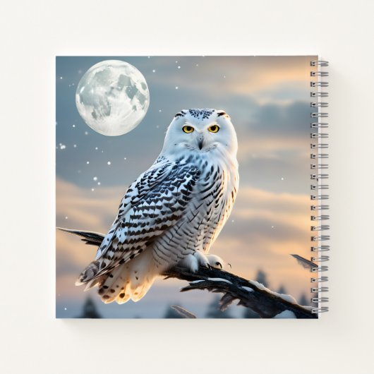 冬の月明かりの中でスノーフクロウ ノートブック (裏面)