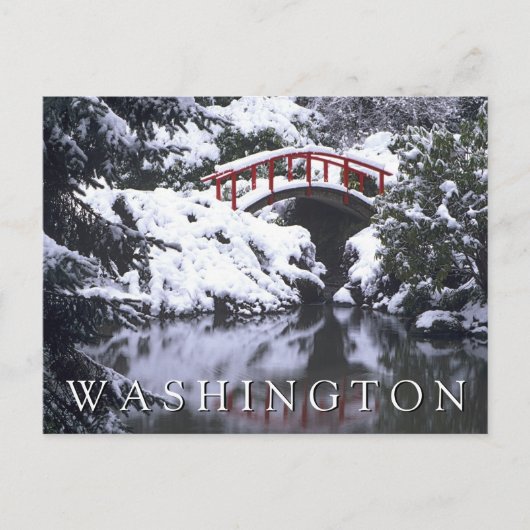 冬の月橋と池 | 誕生日おめでとう ポストカード (正面)