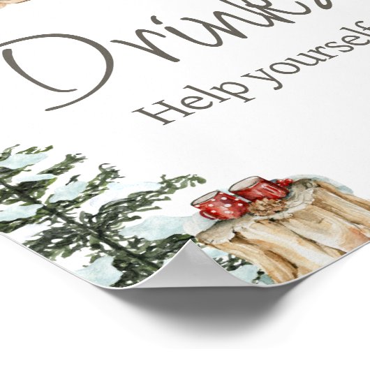 冬の服その冷たい外の赤ちゃんシャワー飲料 ポスター (角)