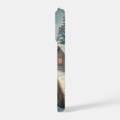 冬の服と名門私立校風の帽子を着たタビー猫 iPhoneケース (左側面)