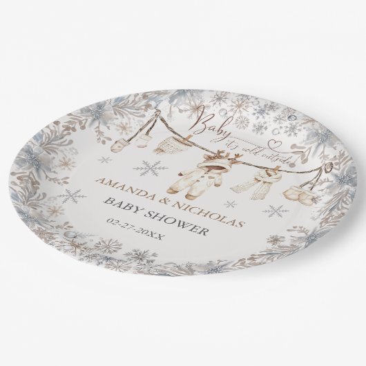 冬の服のベビー冷たい屋外ベビーシャワー ペーパープレート (アングル)
