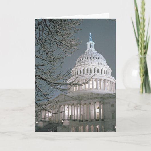 冬の服の米国の国会議事堂の建物 カード (正面)