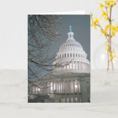 冬の服の米国の国会議事堂の建物 カード (黄色い花)