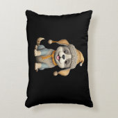 冬の服を着たかわいい犬 アクセントクッション (正面(垂直))