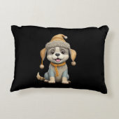 冬の服を着たかわいい犬 アクセントクッション (裏面)