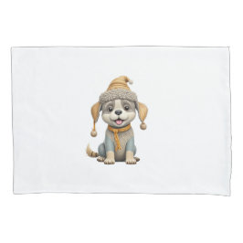 冬の服を着たかわいい犬 枕カバー