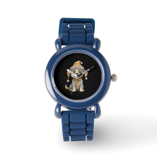 冬の服を着たかわいい犬 腕時計 (正面)