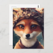 冬の服を着たかわいい赤キツネ ポストカード (正面/裏面)