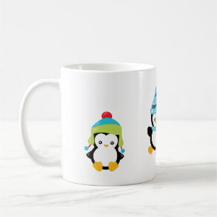 冬の服を着たペンギン コーヒーマグカップ