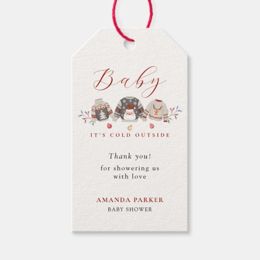 冬の服クリスマス赤ちゃんシャワーありがとう ギフトタグ (正面)