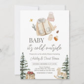 冬の服ベビーシャワー外は寒い 招待状 (正面)