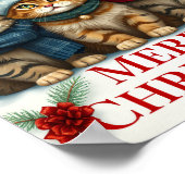 冬の服名門私立校風の装と帽子のクリスマスの猫 ポスター (角)