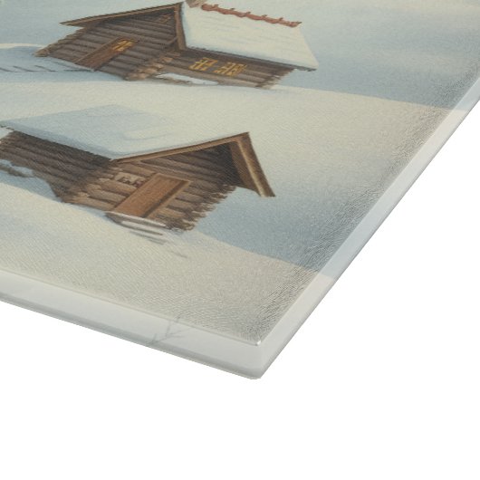 冬の服装と名門私立校風の帽子の冬の農場の牛 カッティングボード (角)