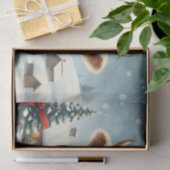 冬の服装と名門私立校風の帽子の冬の農場の牛 薄葉紙 (ギフト)