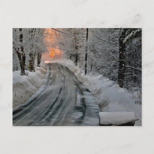 冬の朝の太陽光写真 ポストカード (正面)