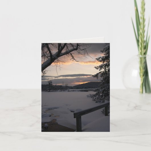 冬の朝の日の出の写真 カード (正面)