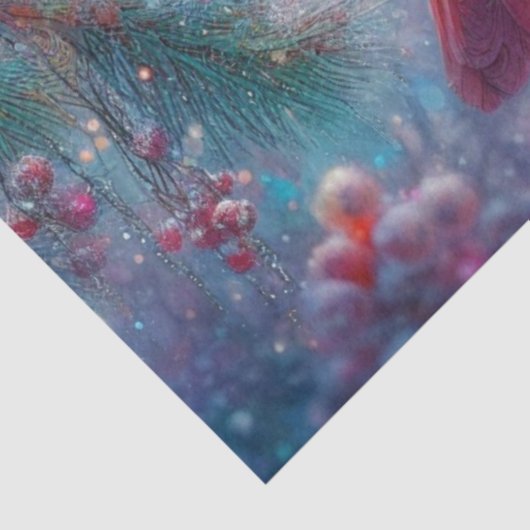 冬の朝の（鳥）ショウジョウコウカンチョウでFir Tree Decompage 薄葉紙 (詳細)