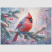 冬の朝の（鳥）ショウジョウコウカンチョウでFir Tree Decompage 薄葉紙 (正面)