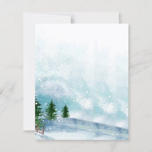 冬の朝書道結婚式の日付を保存 (裏面)