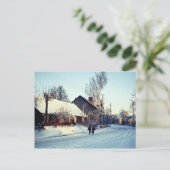 冬の朝,プリエナイ,リトアニア冬 ポストカード (スタンド正面)