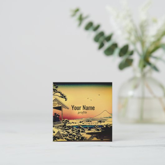 冬の朝、山富士 スクエア名刺 (スタンド正面)