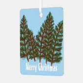 冬の木々がクリスマスを祝う メタルオーナメント (正面左)