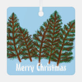 冬の木々がクリスマスを祝う メタルオーナメント (正面)