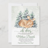 冬の木々と野生動物の赤ちゃん鹿のお披露目会への招待状 招待状 (正面)
