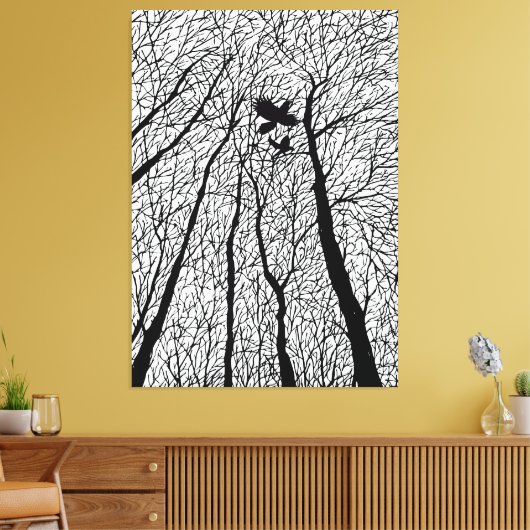 冬の木々に見られるラヴェンスのシルエット キャンバスプリント (インサイチュ (リビング))