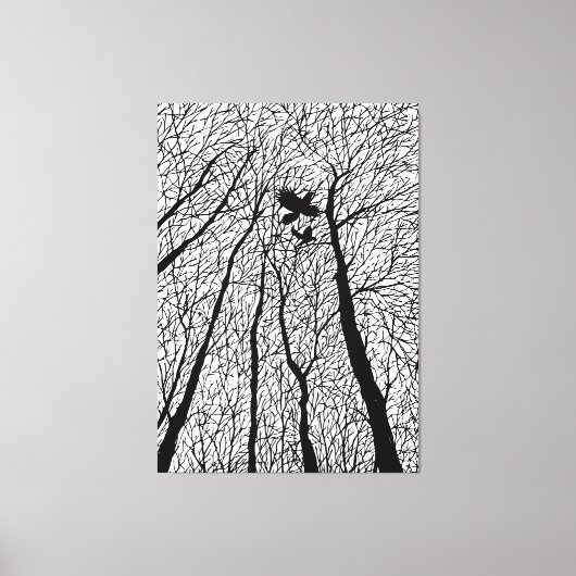 冬の木々に見られるラヴェンスのシルエット キャンバスプリント (正面)