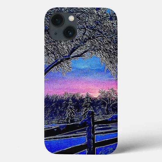冬の木々の印象付きの日の出の風景 Case-Mate iPhoneケース (裏面)