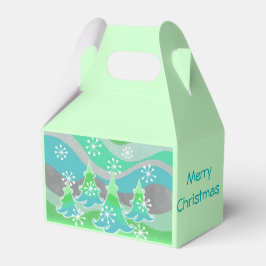 冬の木々の緑のメリークリスマスボックスに好意 フェイバーボックス