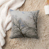 冬の木々の裸の枝自然アート クッション (ブランケット)