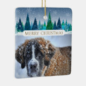 冬の木々カスタムの犬の写真メリークリスマス セラミックオーナメント (右)