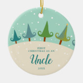 冬の木々パーソナライズされた初めてのクリスマスとして セラミックオーナメント (正面)
