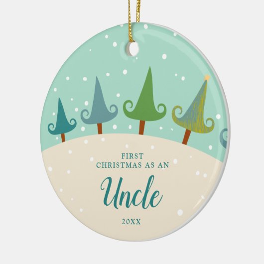 冬の木々パーソナライズされた初めてのクリスマスとして セラミックオーナメント (左)
