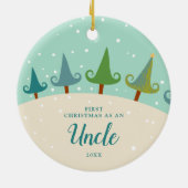 冬の木々パーソナライズされた初めてのクリスマスとして セラミックオーナメント (裏面)