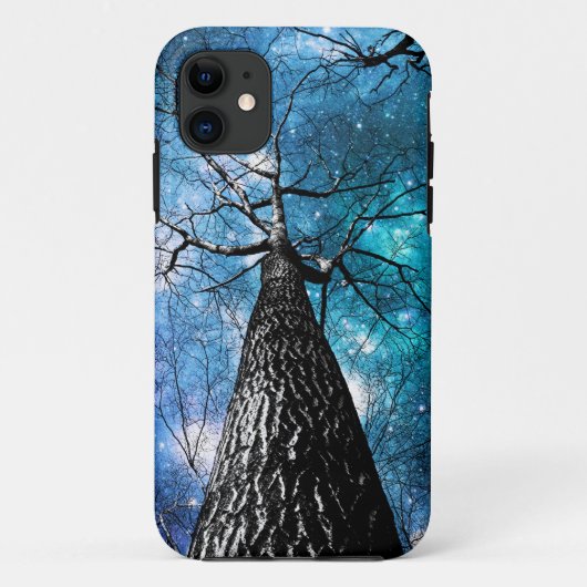 冬の木々 ターコイズ ティール ギャラクシー スカイ Case-Mate iPhoneケース (裏面)