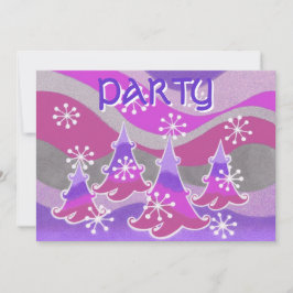 冬の木々 パープル 'パーティー' 招待状