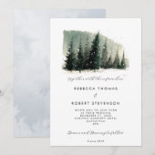 冬の木々 山 ホリデー ウェディング 招待状 (正面/裏面)