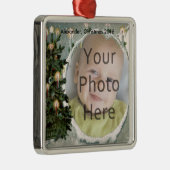 冬の木およびオーナメント蝋燭の写真のクリスマスの メタルオーナメント (右)