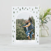 冬の木かわいいメリークリスマス1写真アーチ シーズンカード (スタンド正面)