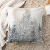 冬の木と太陽霜の降りた、白黒 クッション (ブランケット)