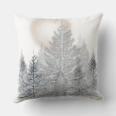 冬の木と太陽霜の降りた、白黒 クッション (裏面)