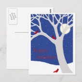 冬の木と深紅色葉書 ポストカード (正面/裏面)