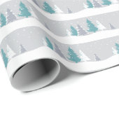 冬の木と雪のライトグレーパターン ラッピングペーパー (ロールコーナー)