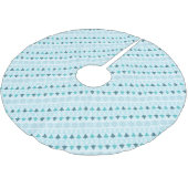 冬の木と雪の結晶パターンブルー ブラッシュドポリエステルツリースカート (アングル)