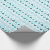 冬の木と雪の結晶パターンブルー ラッピングペーパー (角)