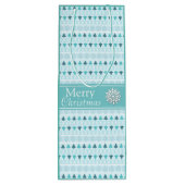 冬の木と雪の結晶パターンブルー ワインギフトバッグ (裏面)