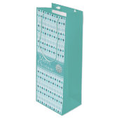 冬の木と雪の結晶パターンブルー ワインギフトバッグ (正面アングル)